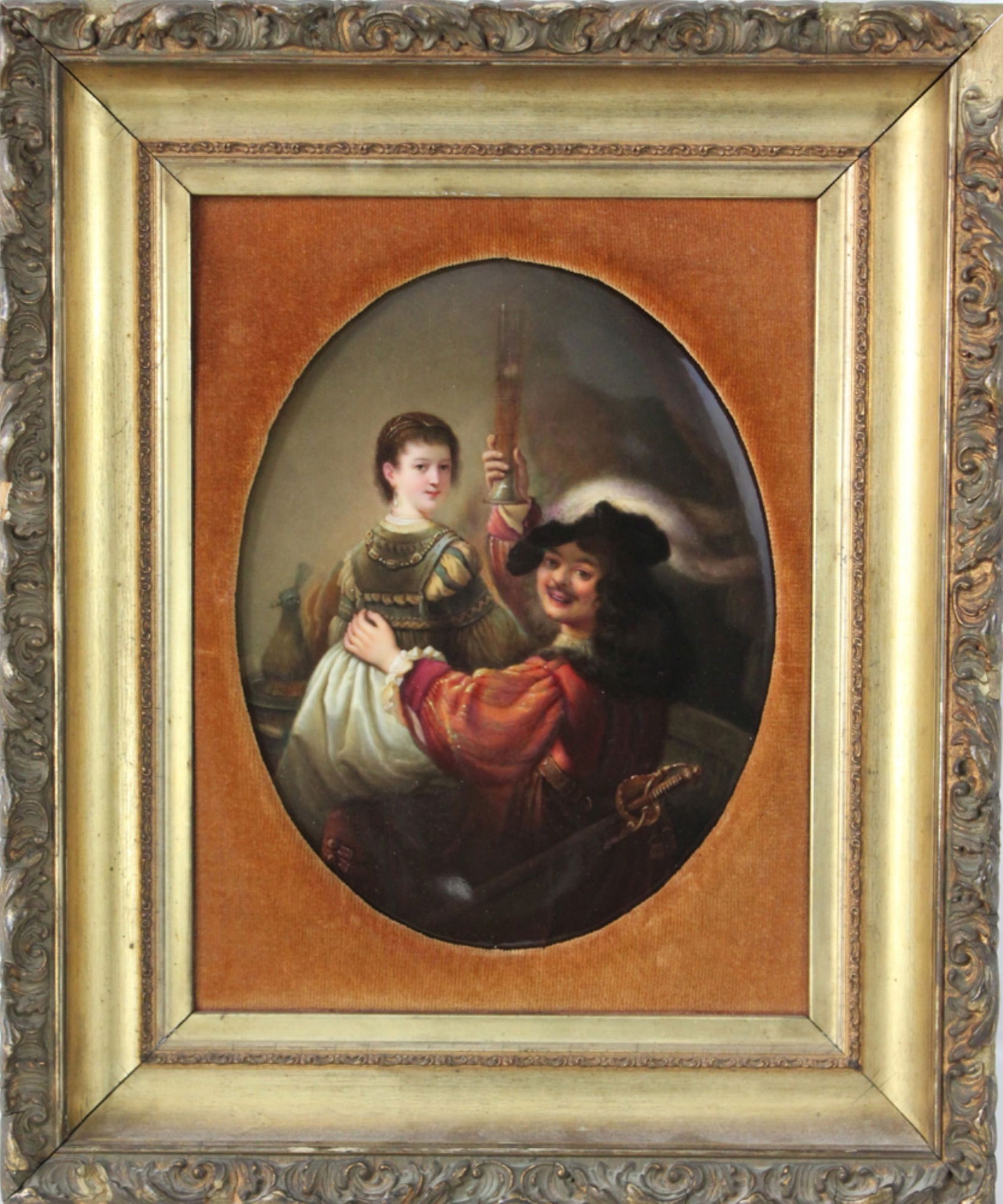 Berlin KPM Porcelain Plaque After Rembrandt, Late 19th Century: Berlin KPM Porcelain Plaque After Rembrandt, Late 19th Century A fine Berlin (Konigliche Porzellan-Manufaktur, K.P.M.) oval porcelain plaque, late 19th century, finely painted after Rembrandt's