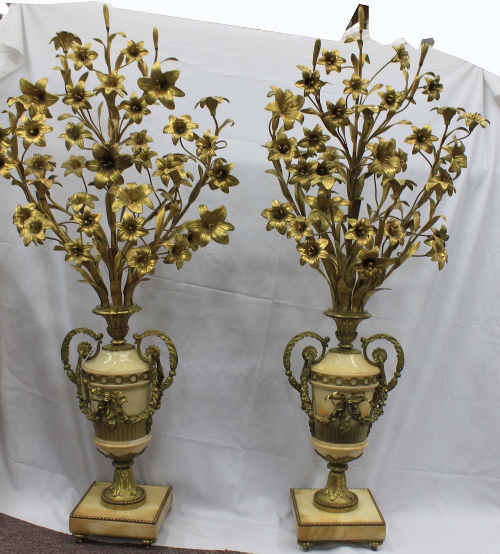Large Pair of French Napoleon III Period Gilt Bronze and Alabaster Candelabras (1 of 4)