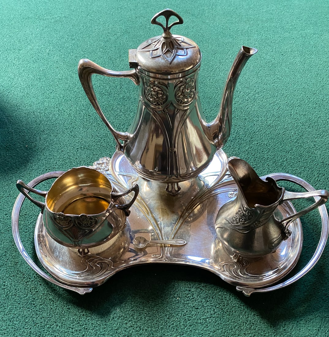 Early Silver-Plated Art Nouveau WMF Tea Set (1 of 12)