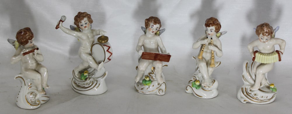 Set of Five Capodimonte Porcelain Cherub Musicians (1 of 5)