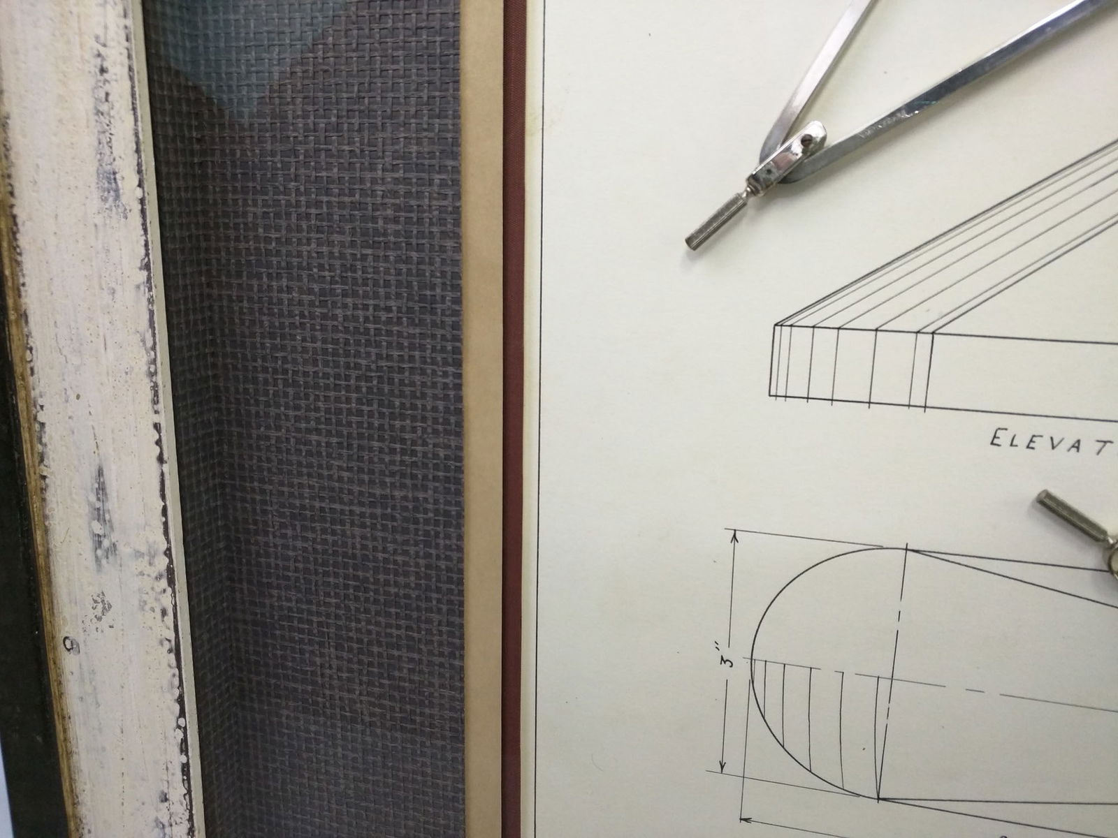 FRAMED MID-20TH CENTURY DRAFTING LAYOUT WITH INSTRUMENTS - 3