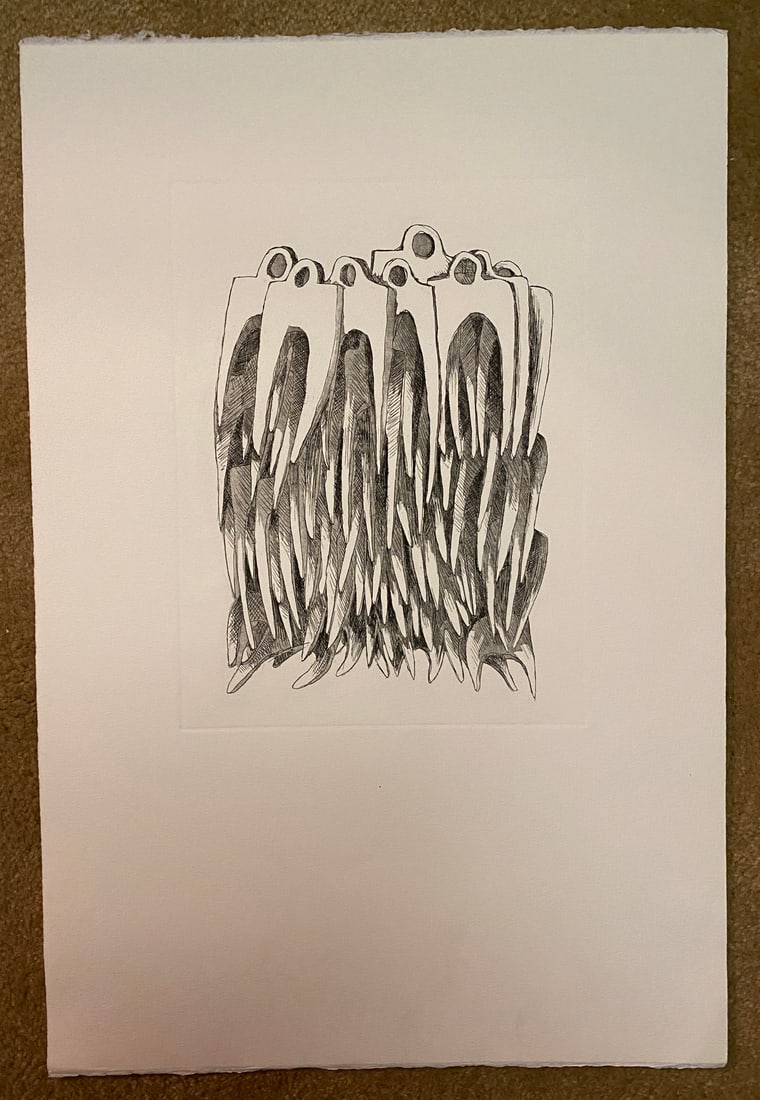 Fernandez Arman (French-American, 1928-2005) Etching on Wove Paper: Fernandez Arman (French-American, 1928-2005) Etching on Wove Paper Etching on wove paper by renowned artist Fernandez Arman, known for his dynamic compositions and exploration of repeated forms. This