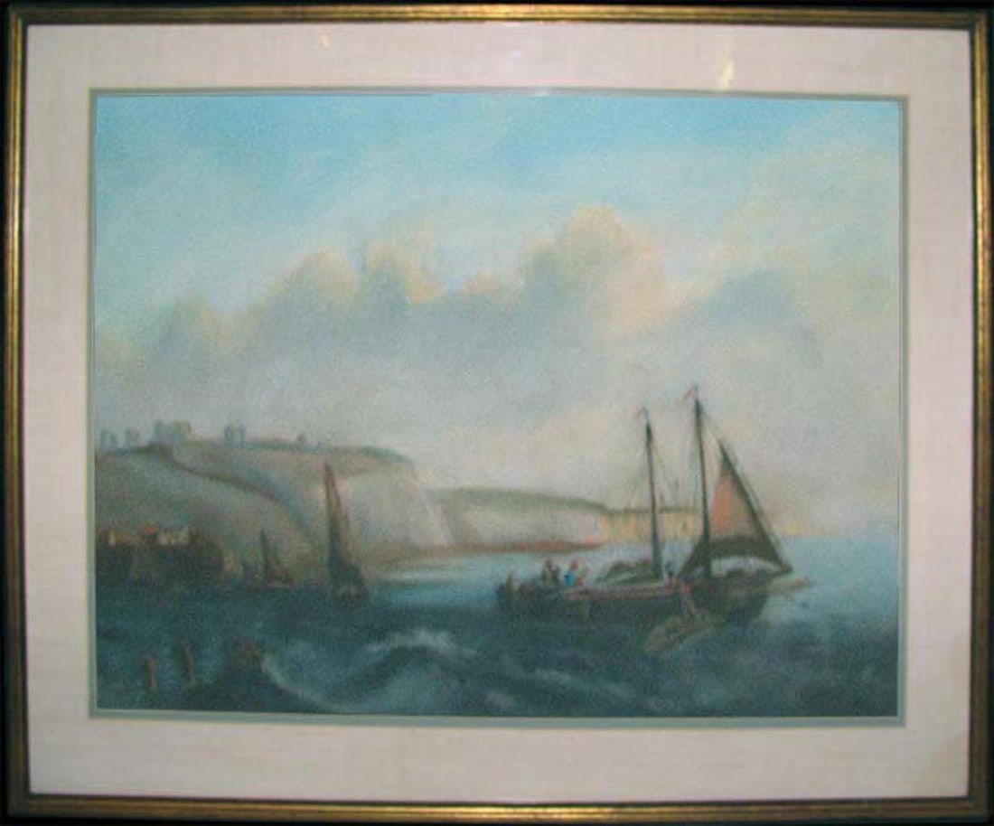 Juliette Beauferey (19th/20th Century) - "Setting Out to Sea": Juliette Beauferey (19th/20th Century) - "Setting Out to Sea" Charming maritime scene titled "Setting Out to Sea" by Juliette Beauferey. Signed "Juliette Beauferey" lower right. A serene coastal compo