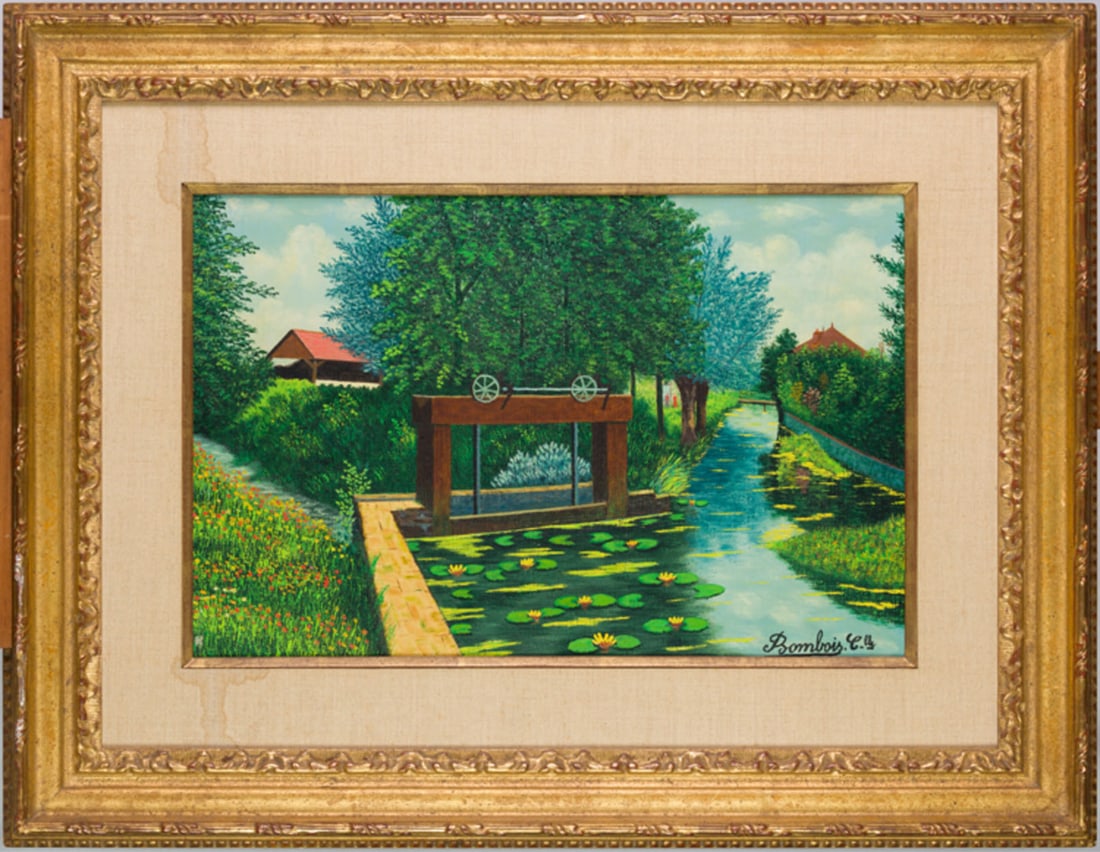Camille Bombois (French, 1883-1970) Painting La Cisse ? Monteaux: Camille Bombois (French, 1883-1970) La Cisse ? Monteaux Oil on canvas 10 3/4 by 16 1/4 in. (27.3 by 41.3 cm.) Signed, "Bombois. C.lle" (lower right). A charming and colorful rural landscape by Camille