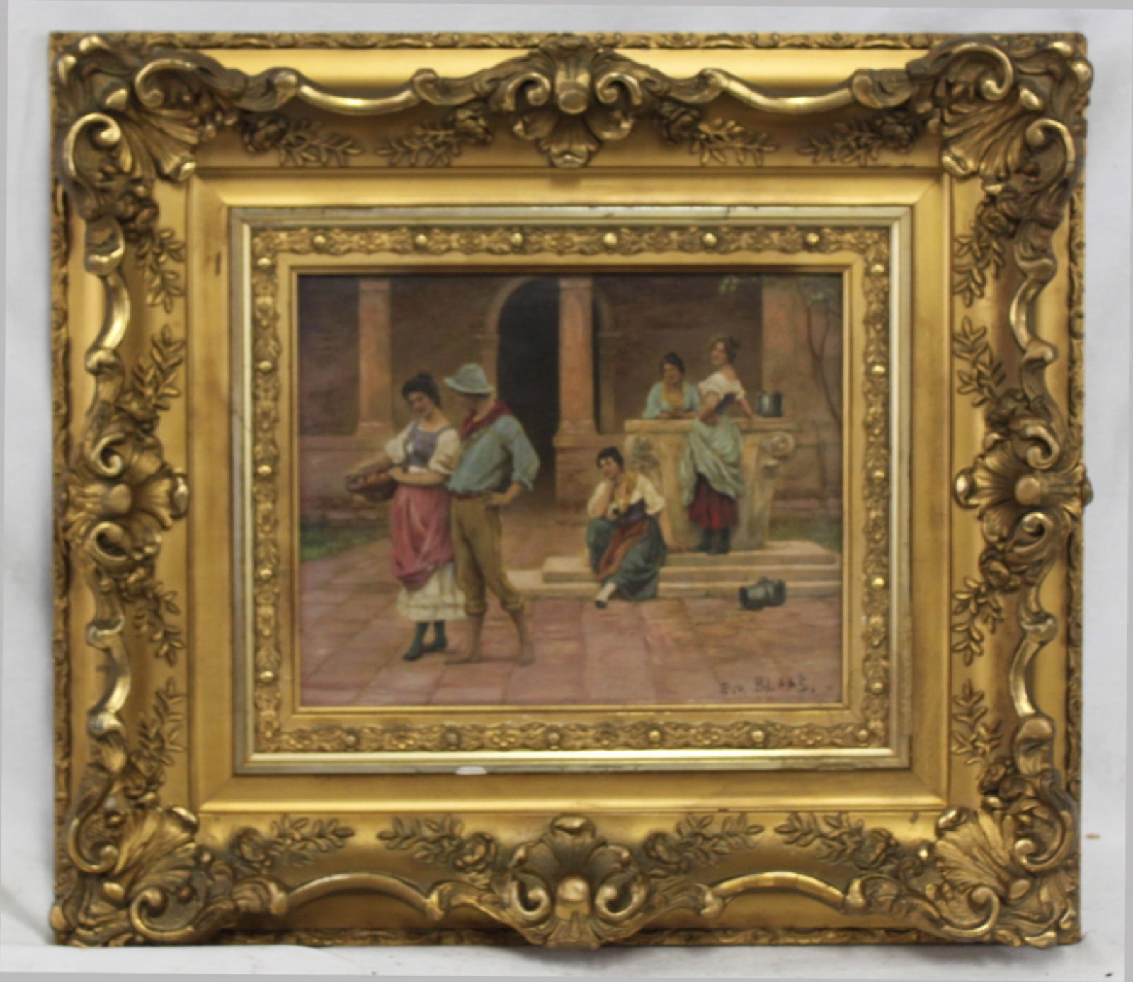 Courtyard Scene with Figures by Eugen von Blass (Austrian, 1842-1921) (1 of 13)