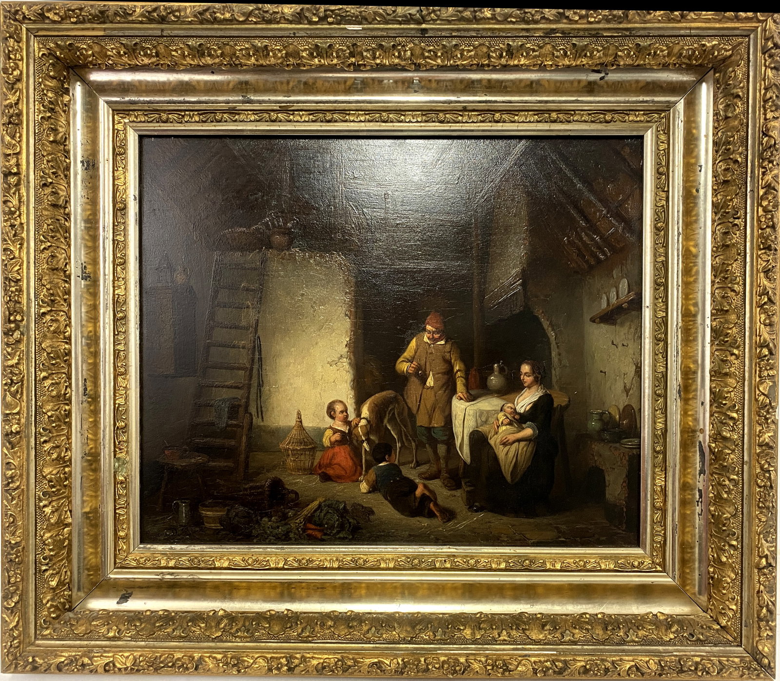 19th-century Painting by Eugene De Block Family Interior Oil on Panel (1 of 7)
