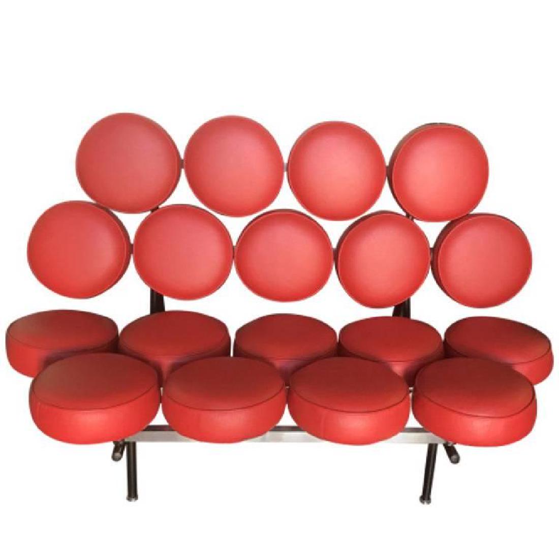 George Nelson Marshmallow Red Leather Sofa (1 of 5)