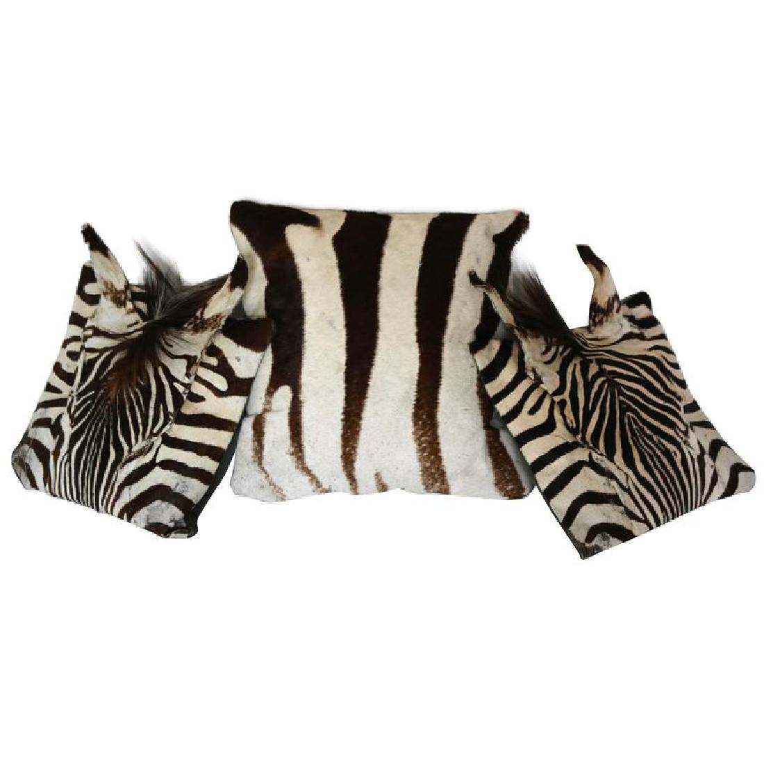 Set of Three Authentic Zebra Skin Pillows (1 of 9)