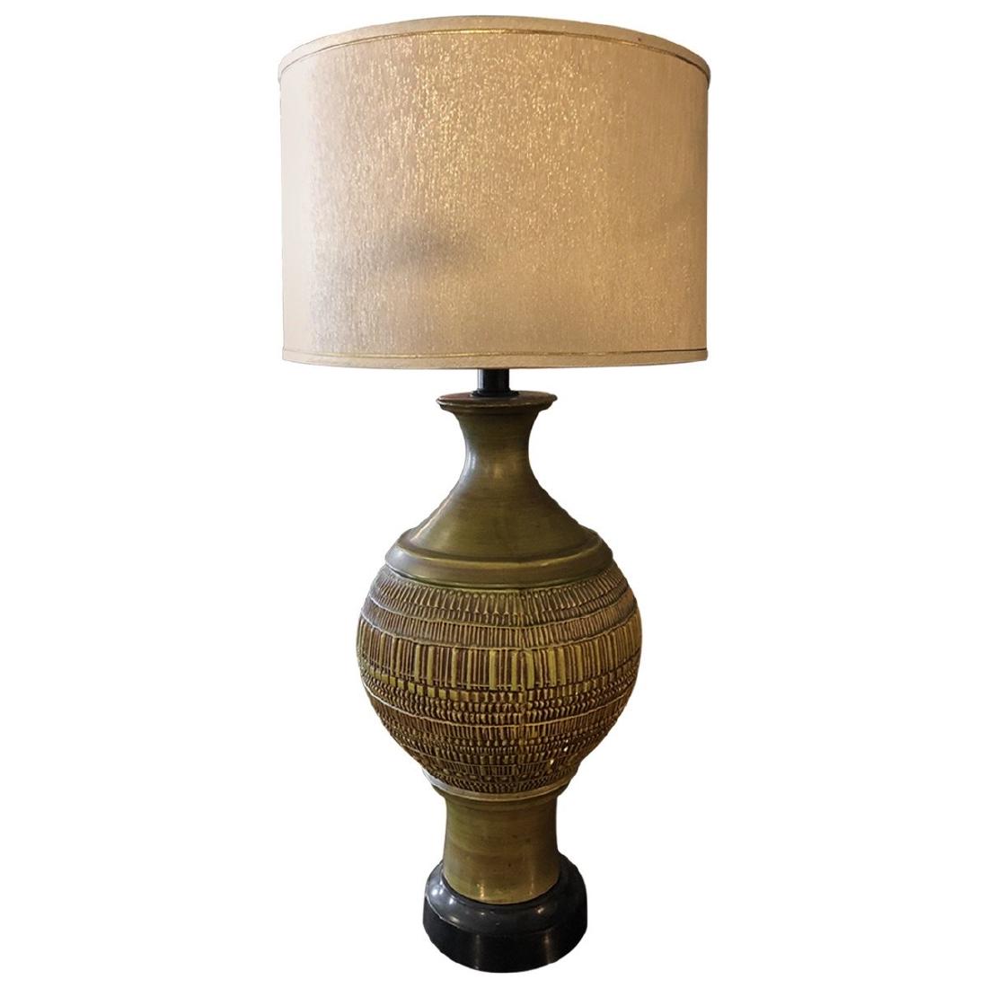 Mid-Century Modern Round Textured Table Lamp Mid-20th (1 of 5)