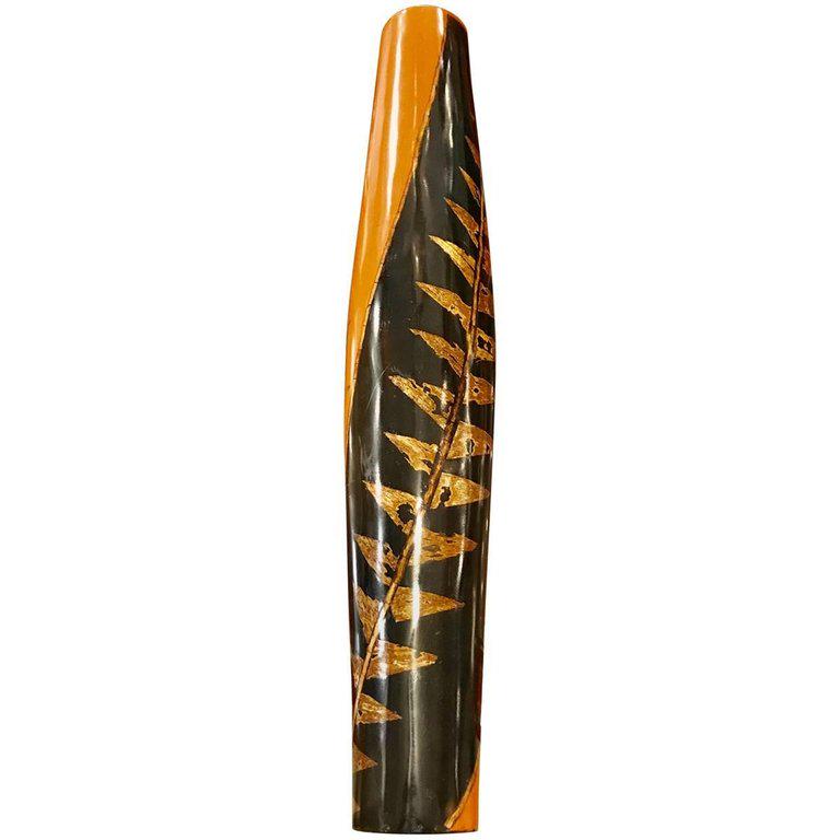 Midcentury Orange and Black Lacquered Tall Vase (1 of 7)
