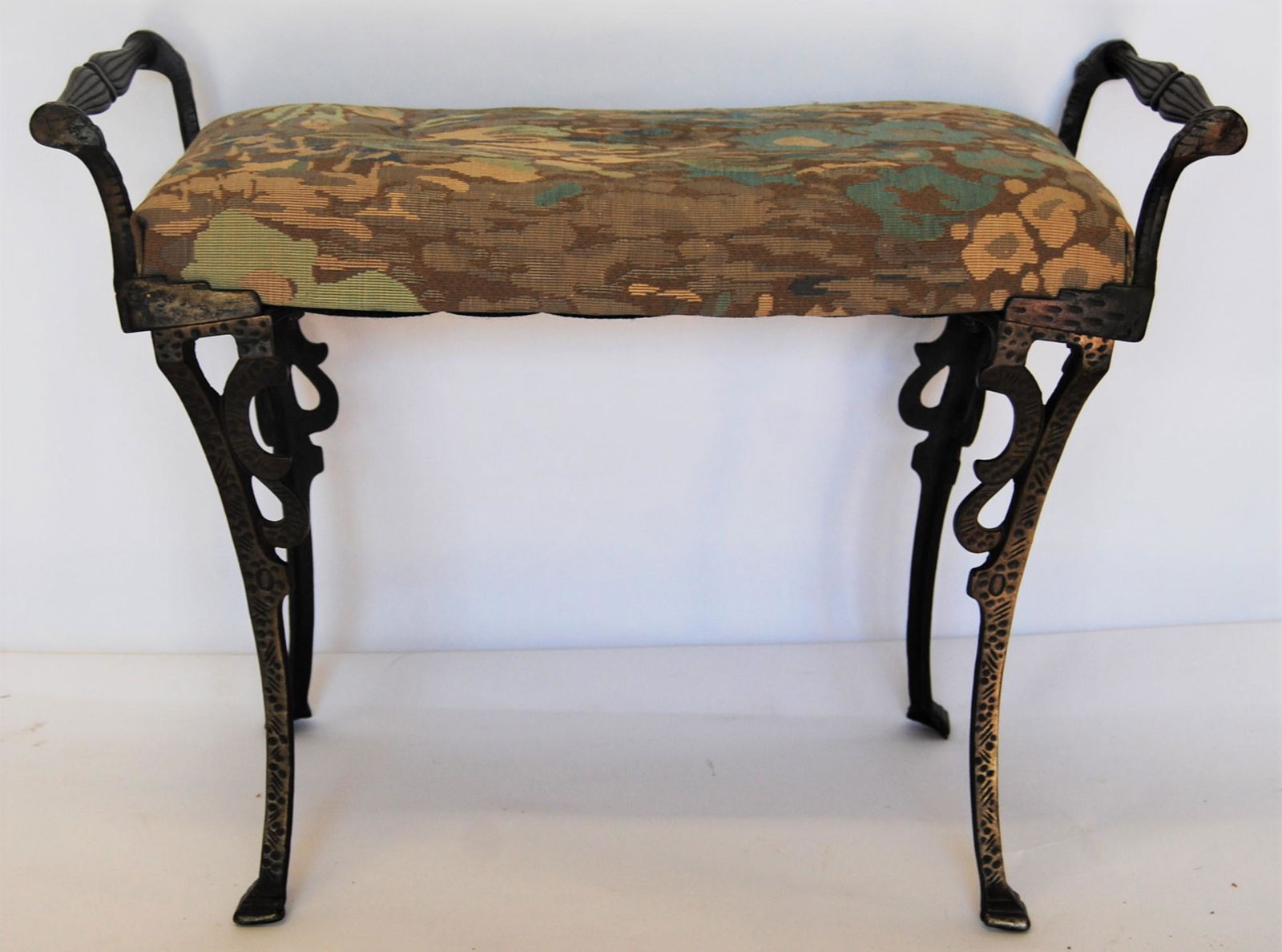 Mid Century Iron and Fabric Stool (1 of 8)