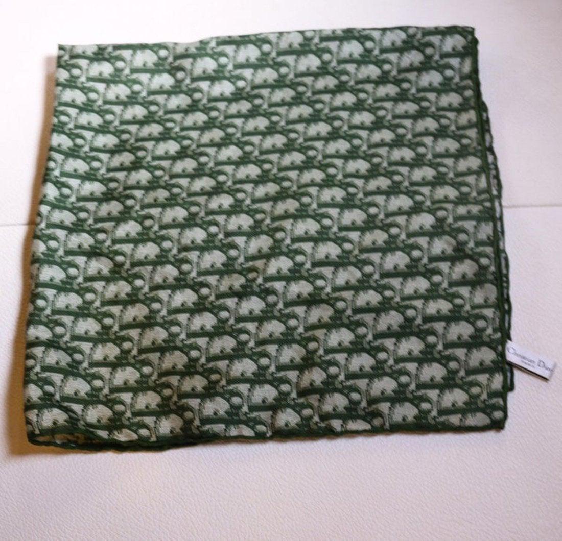vintage  Dior silk Scarf green (1 of 2)
