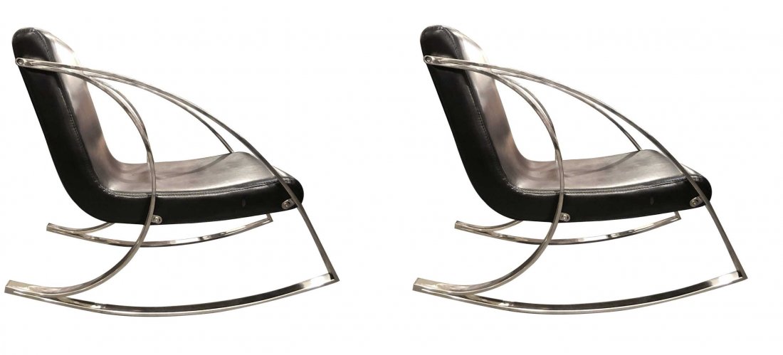 Modern  Chrome Rocking Lounge  Chairs (1 of 5)