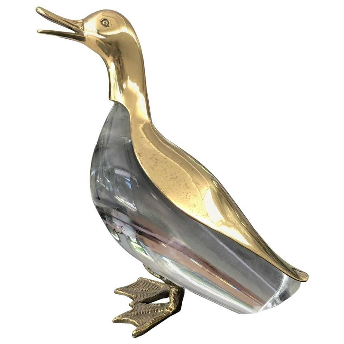 Nid Century Modern Italian Crystal and Brass Duck (1 of 5)