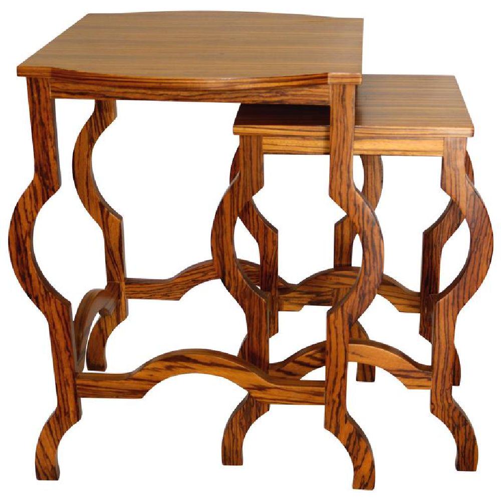 Elegant Two-Piece Modern Zebra Wood Nesting Table Side (1 of 7)