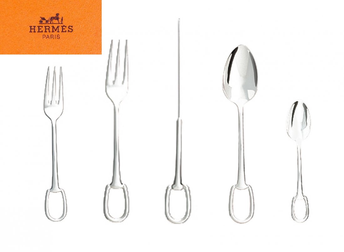 Authentic Hermes Flatware 12 sets of 5 Plus  2 Utensils (1 of 5)