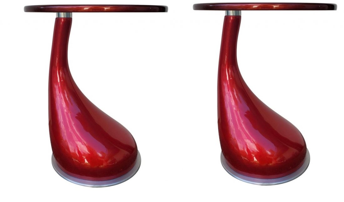Pair Of  Roche Bobois Lacquered Glass Top Side Table (1 of 7)
