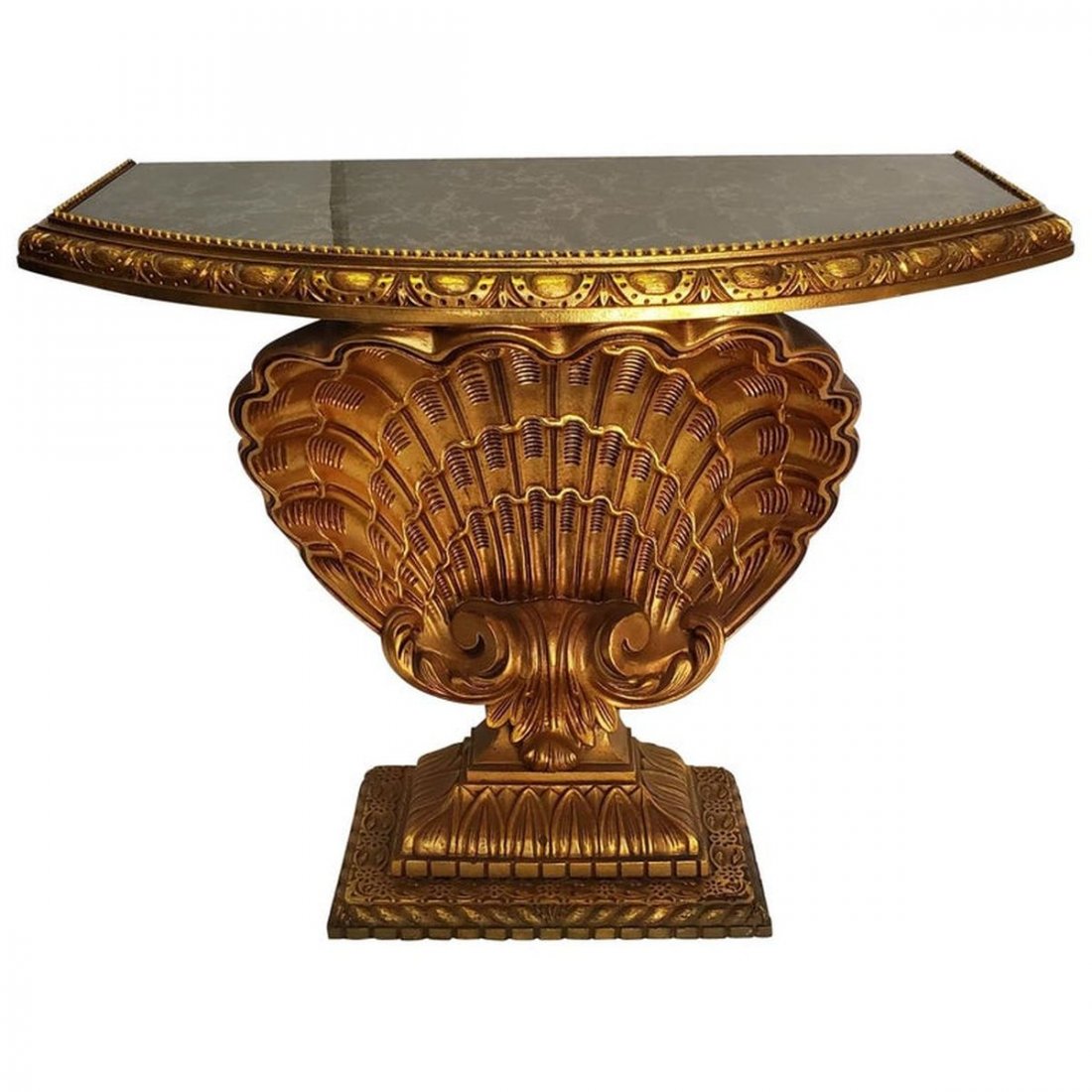 Italian Hand Carved Giltwood Clam Pedestal Console (1 of 9)