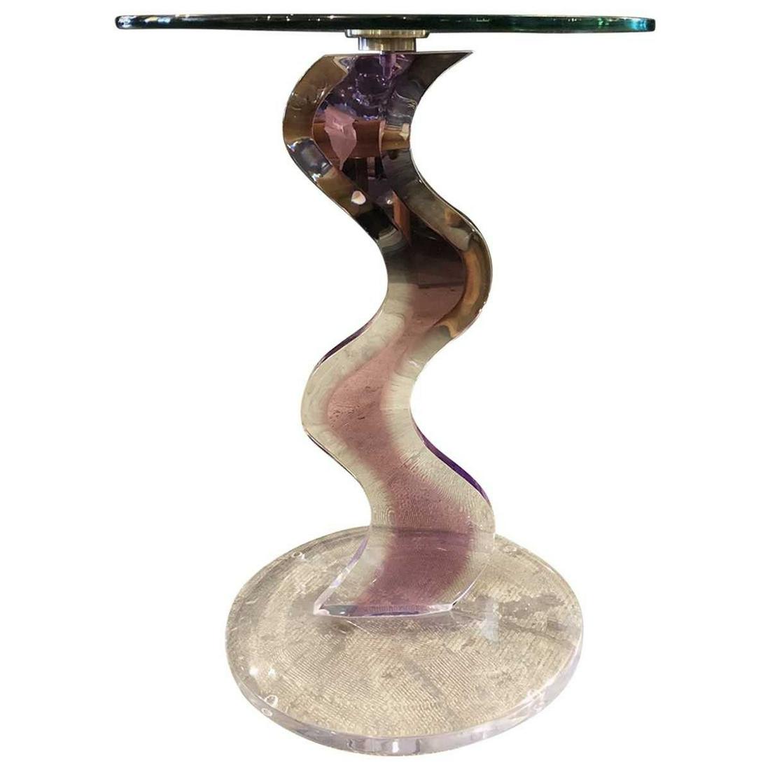 Modern Lucite Round Side Table (1 of 4)