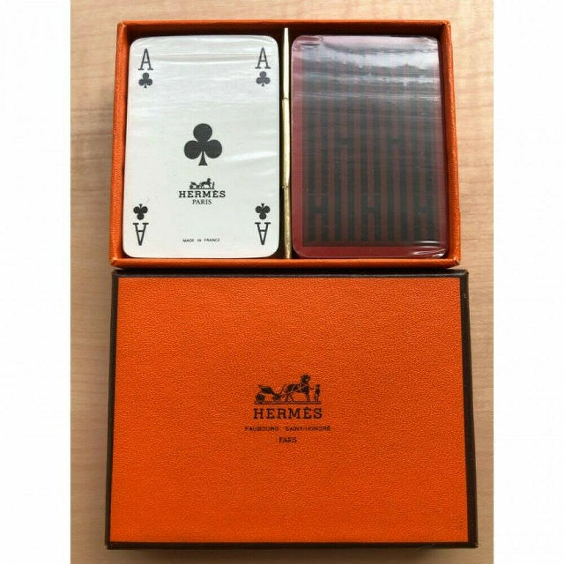 Auth. HERMES Trump Playing Card Game Hermes Brown with (1 of 3)