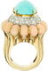 Henry Dunay Turquoise, Coral, Diamond, Gold Ring