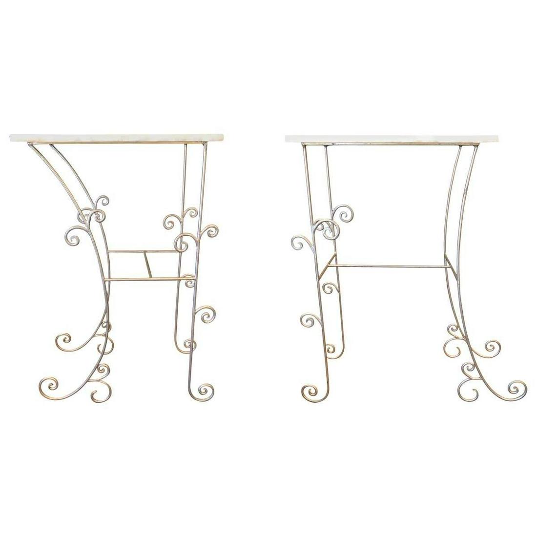 Pair of Italian Scrolling Onyx Top Console Tables (1 of 8)