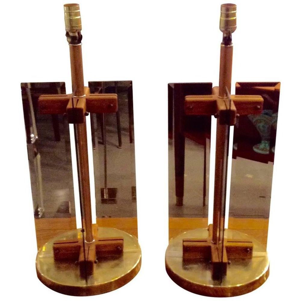 Danish Mid Century Modern Teak and Glass Table Lamps (1 of 4)