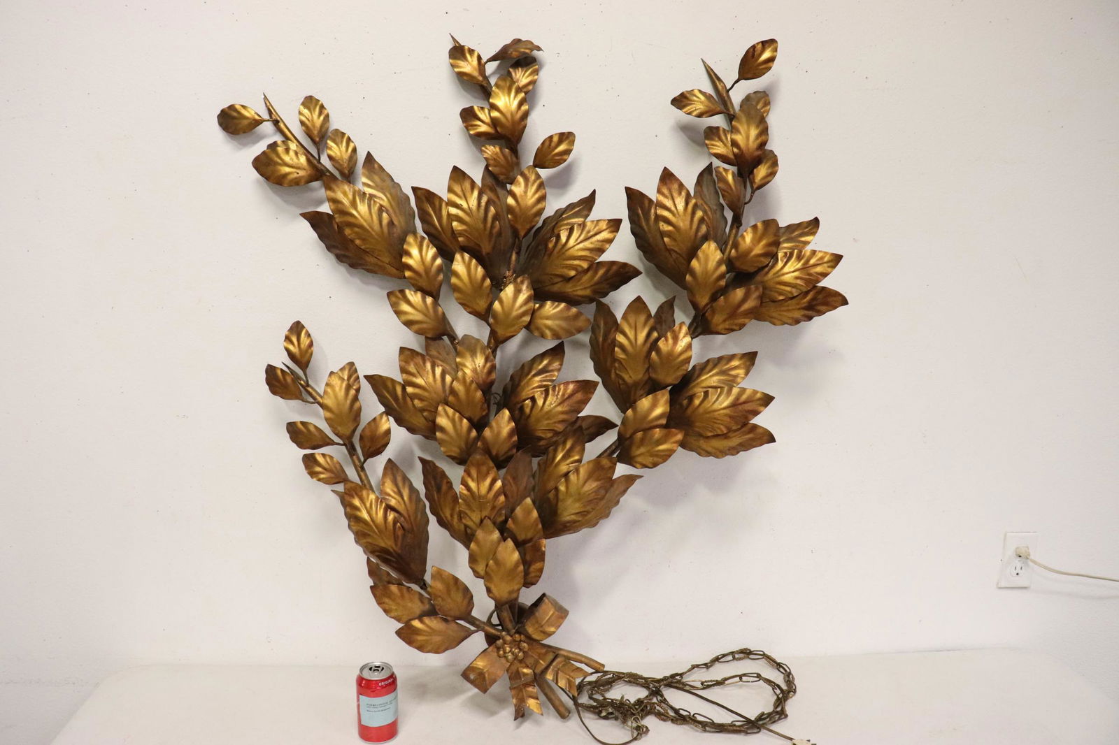 Italian 54inch Gilt Metal Wall hanging Sconce (1 of 9)