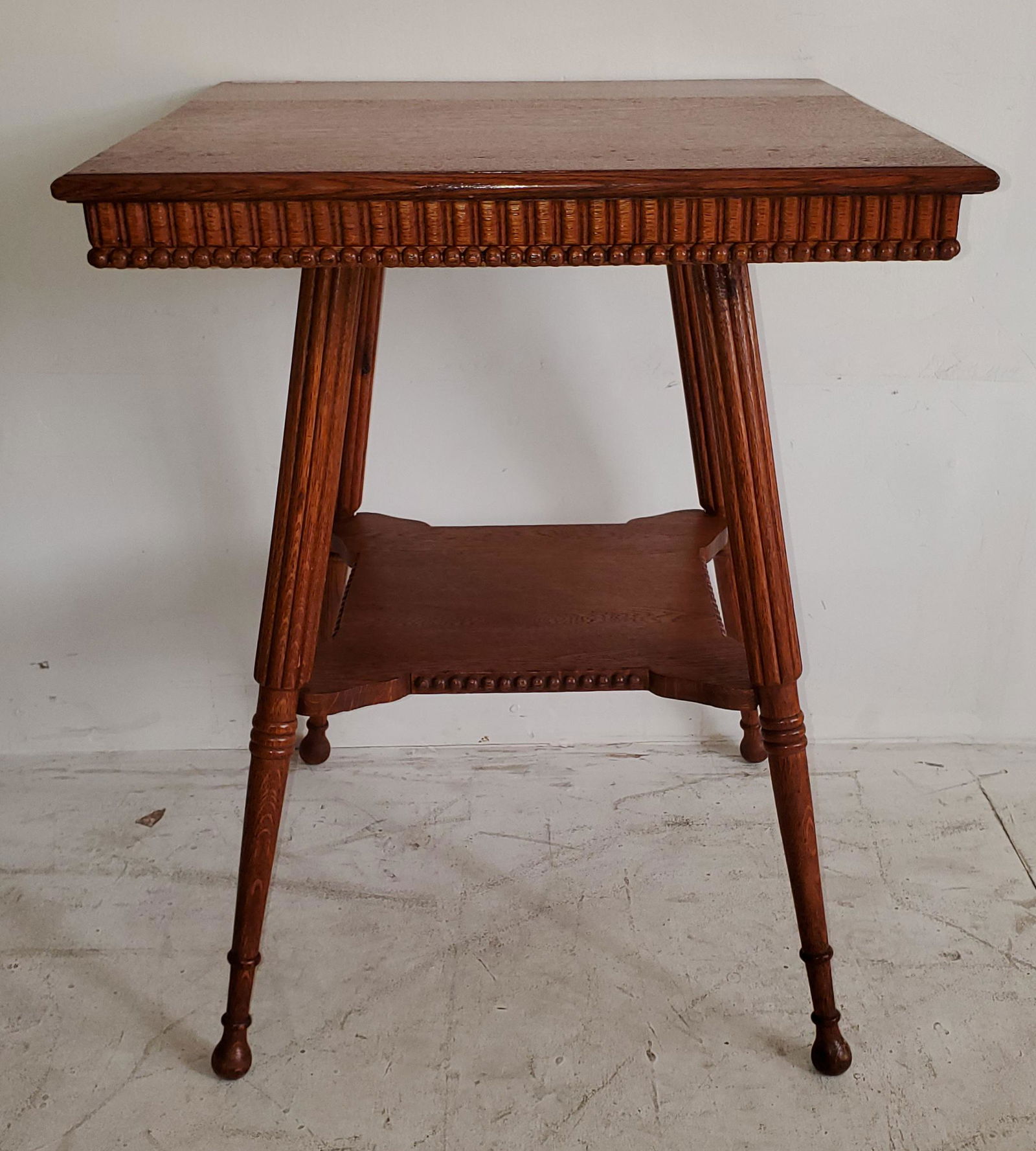 Square oak Side Table with bottom Shelving (1 of 4)