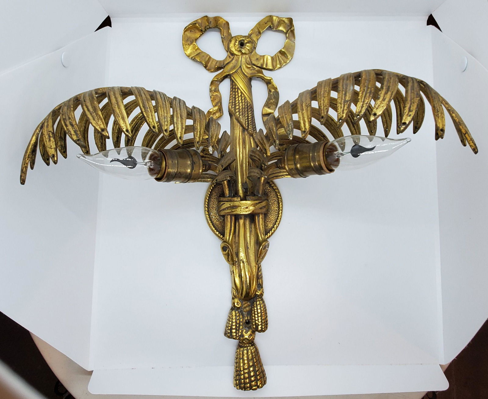 French Gilt Brass dual Light Leaf Sconce (1 of 7)