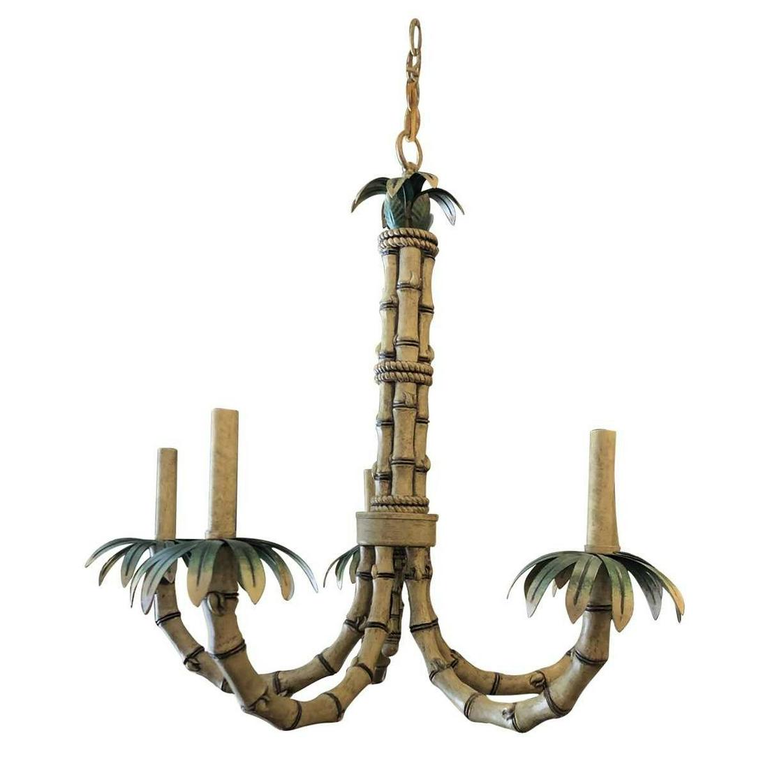 Metal Faux Bamboo Five-Light Chandelier (1 of 4)