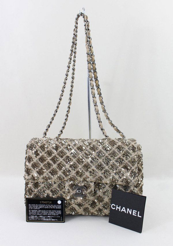 Chanel Classic Medium Sequins Leather Bag Rare (1 of 7)