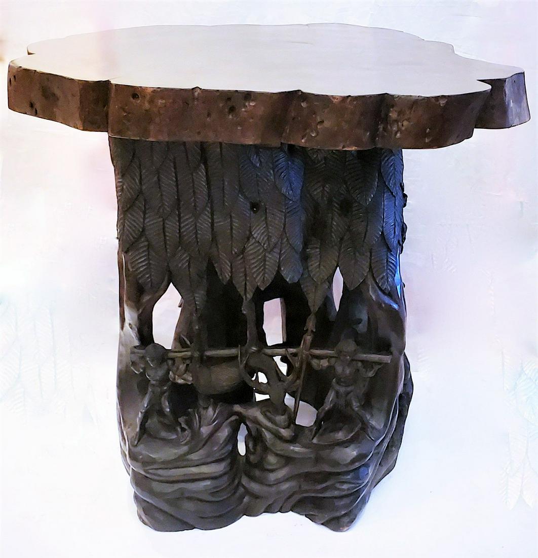 Hand Carved Wood  Center/Side Table (1 of 8)