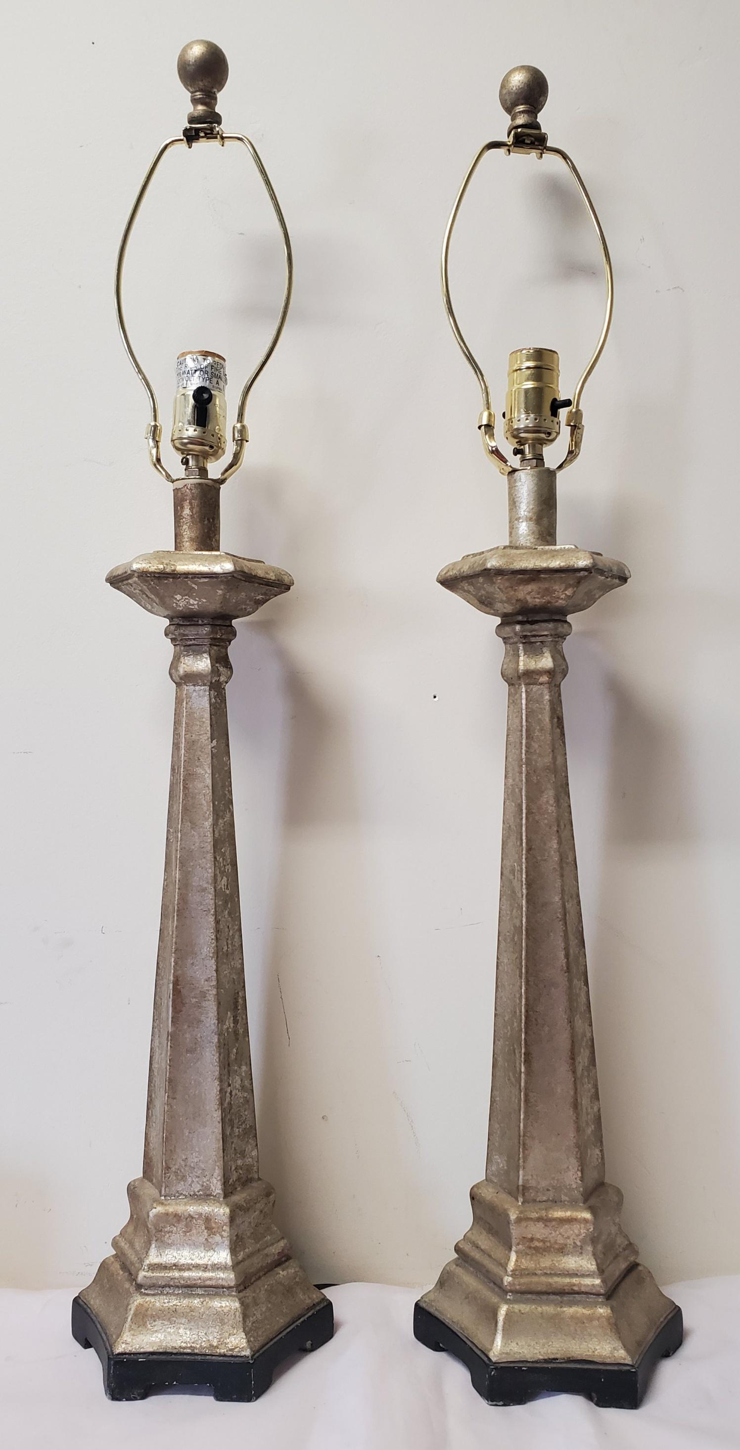 Contemporary Modern pair of Silvered Table Lamps (1 of 5)
