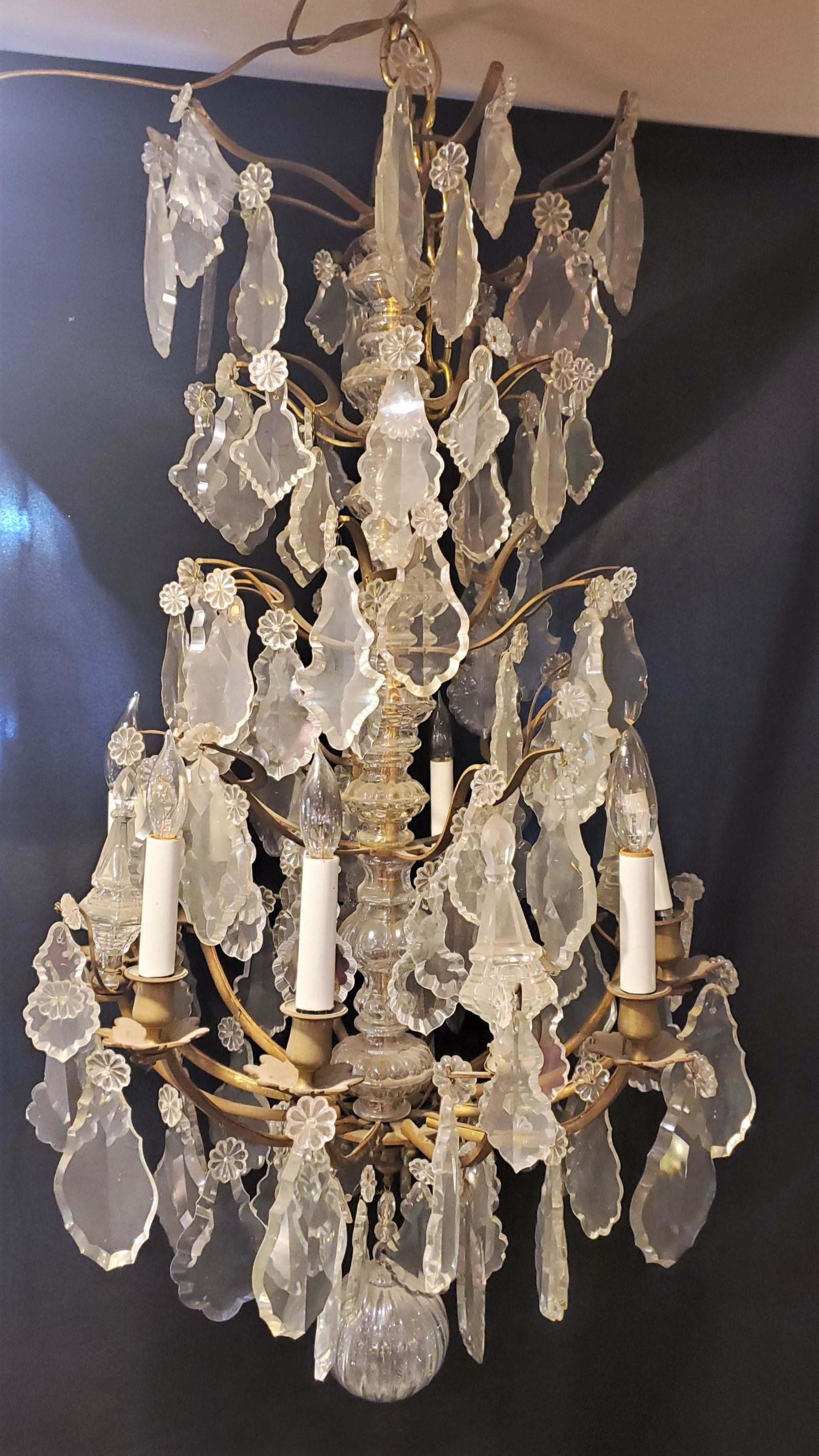 19thc Bacarrat Bronze Frame Large Chandelier (1 of 9)
