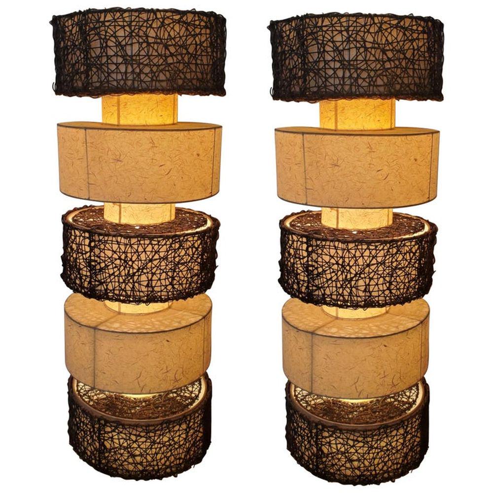 Pair of Modern Fench  Cylindrical Tiered Floor Lamps in (1 of 9)