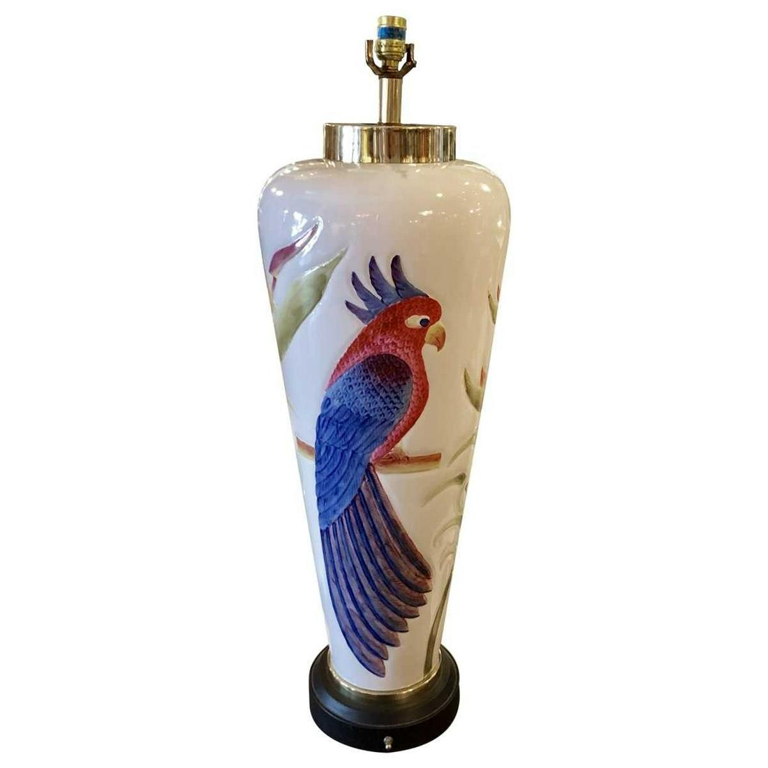 Over Sized Porcelain Parrot Table Lamp (1 of 5)