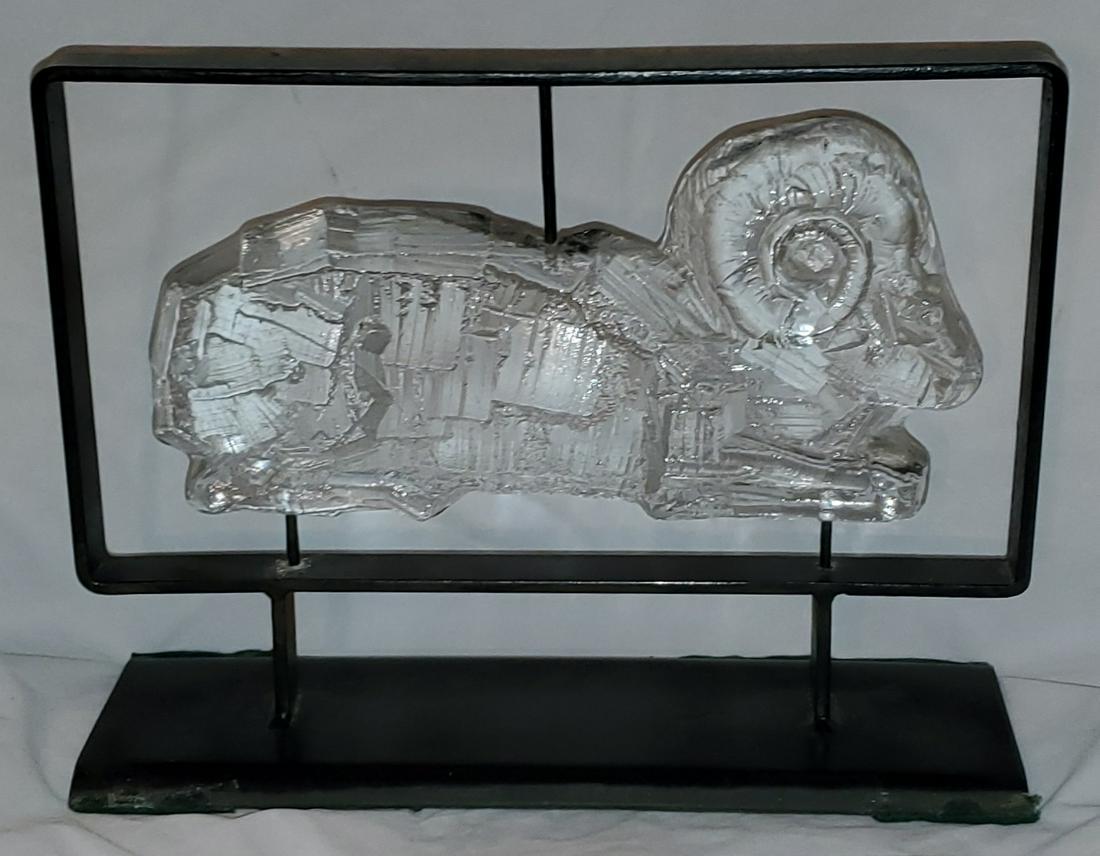 Swedish Glass Rams Sculpture by Eric Hoglund (1 of 7)