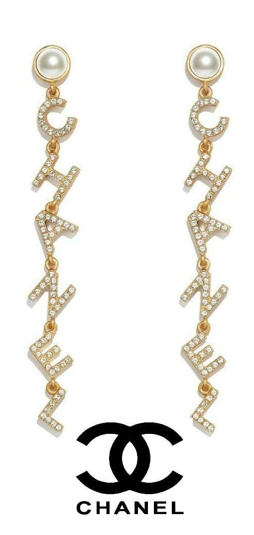 CHANEL Earrings Studs Dangle Alphabet (1 of 9)