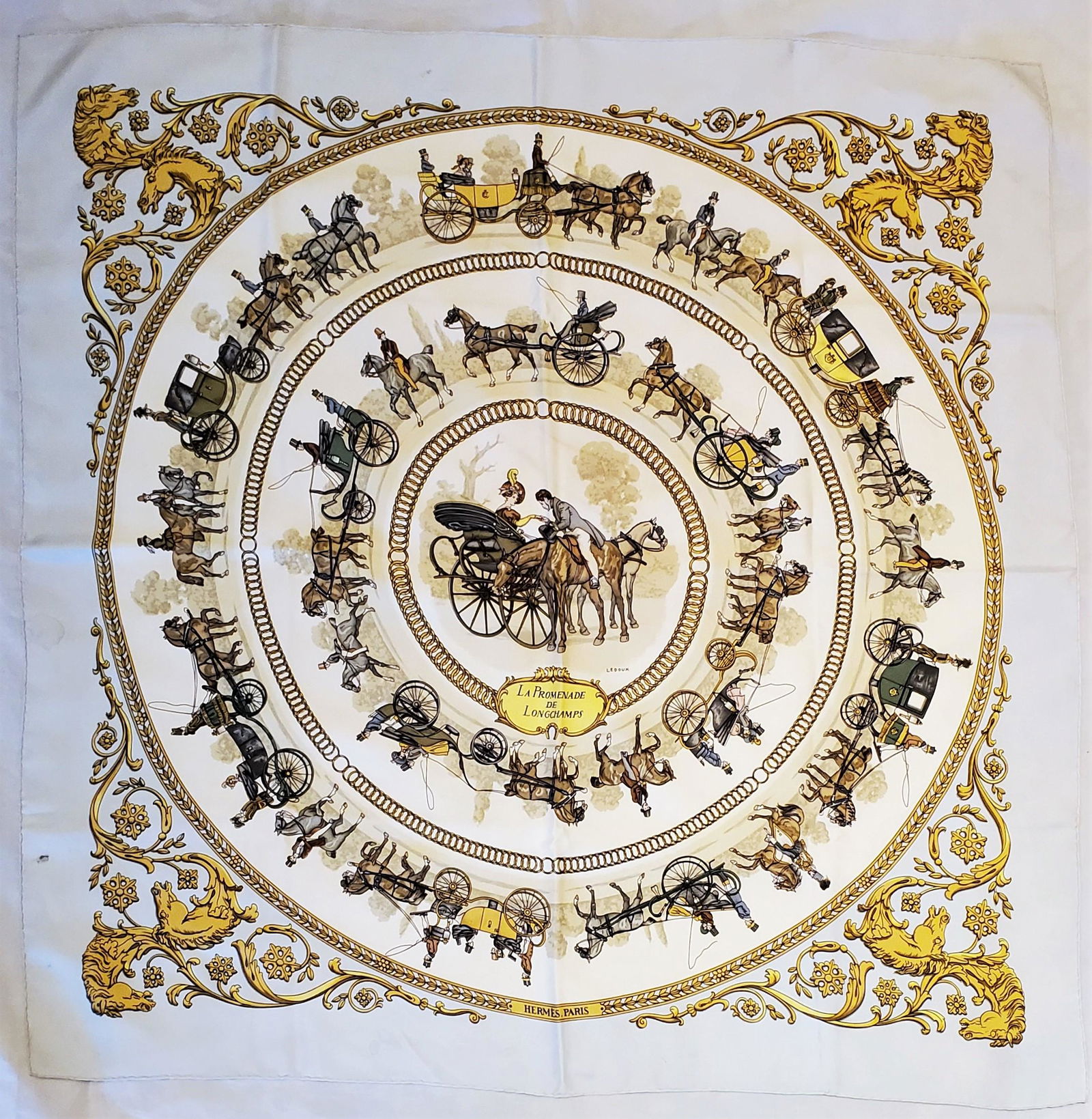 Vintage Hermes Silk white scarf (1 of 4)