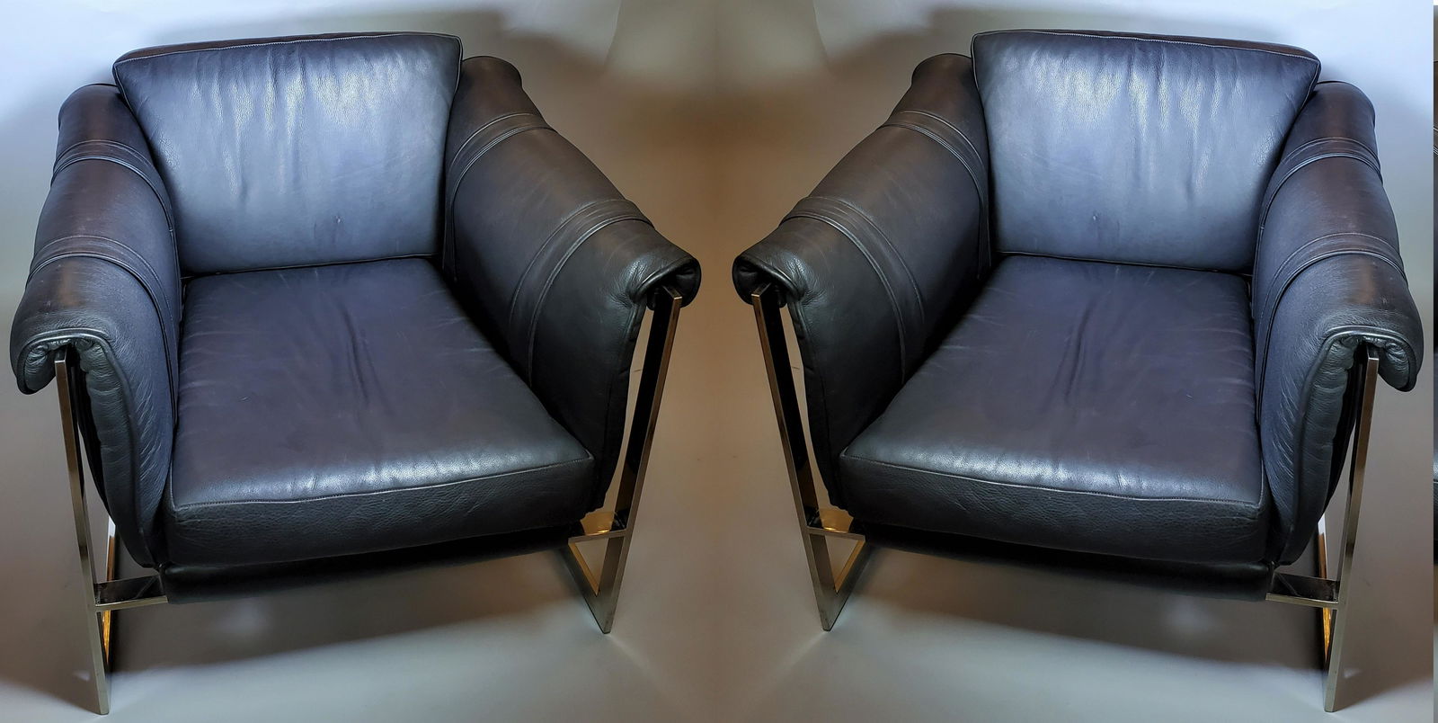 Italian 80s Leather and Chrome Chairs (1 of 8)