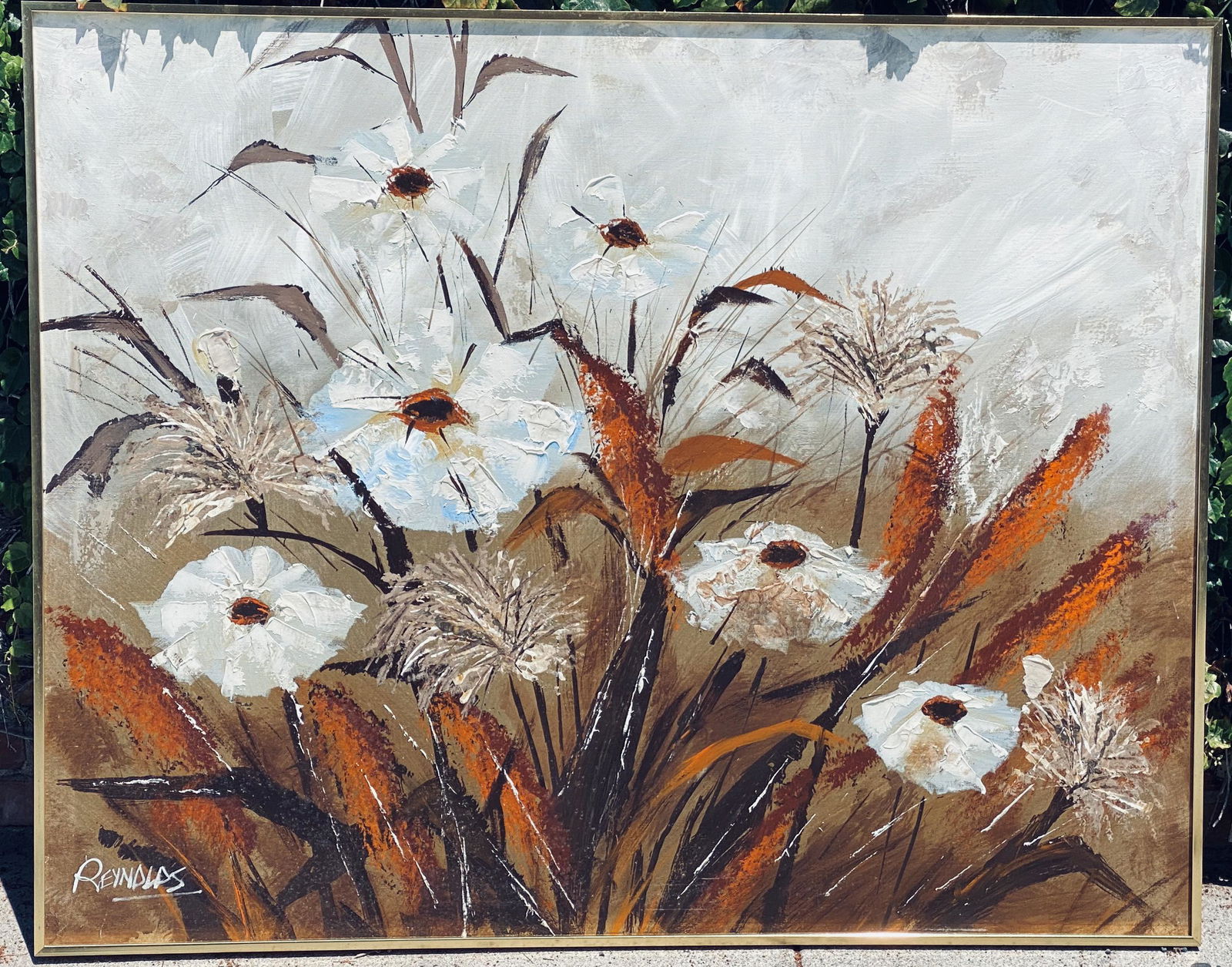 Mid Century Hand Painted Reynolds Art On Canvas (1 of 6)