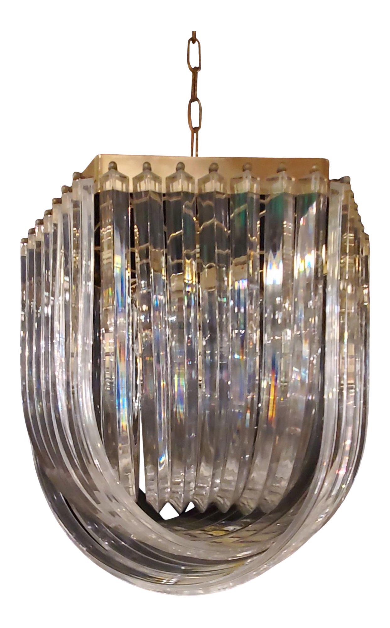 1970s Art Deco Italian Lucite Looped Chandelier (1 of 7)