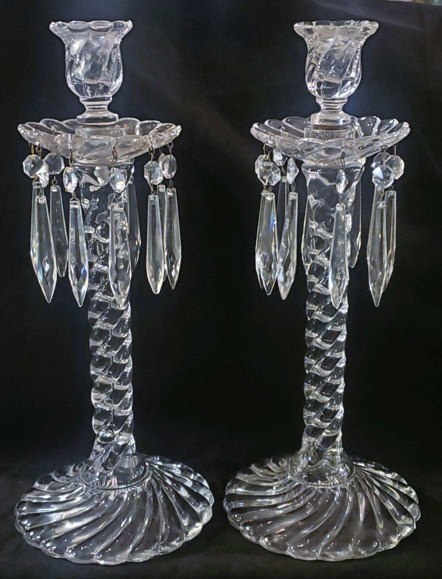 Pair of Tall Antique Bacarrat Rope Swirl Candle Sticks (1 of 6)