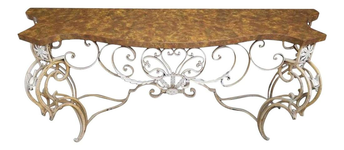 Wrought Iron Formica Top Console Table 68 x 19 x 30" (1 of 7)