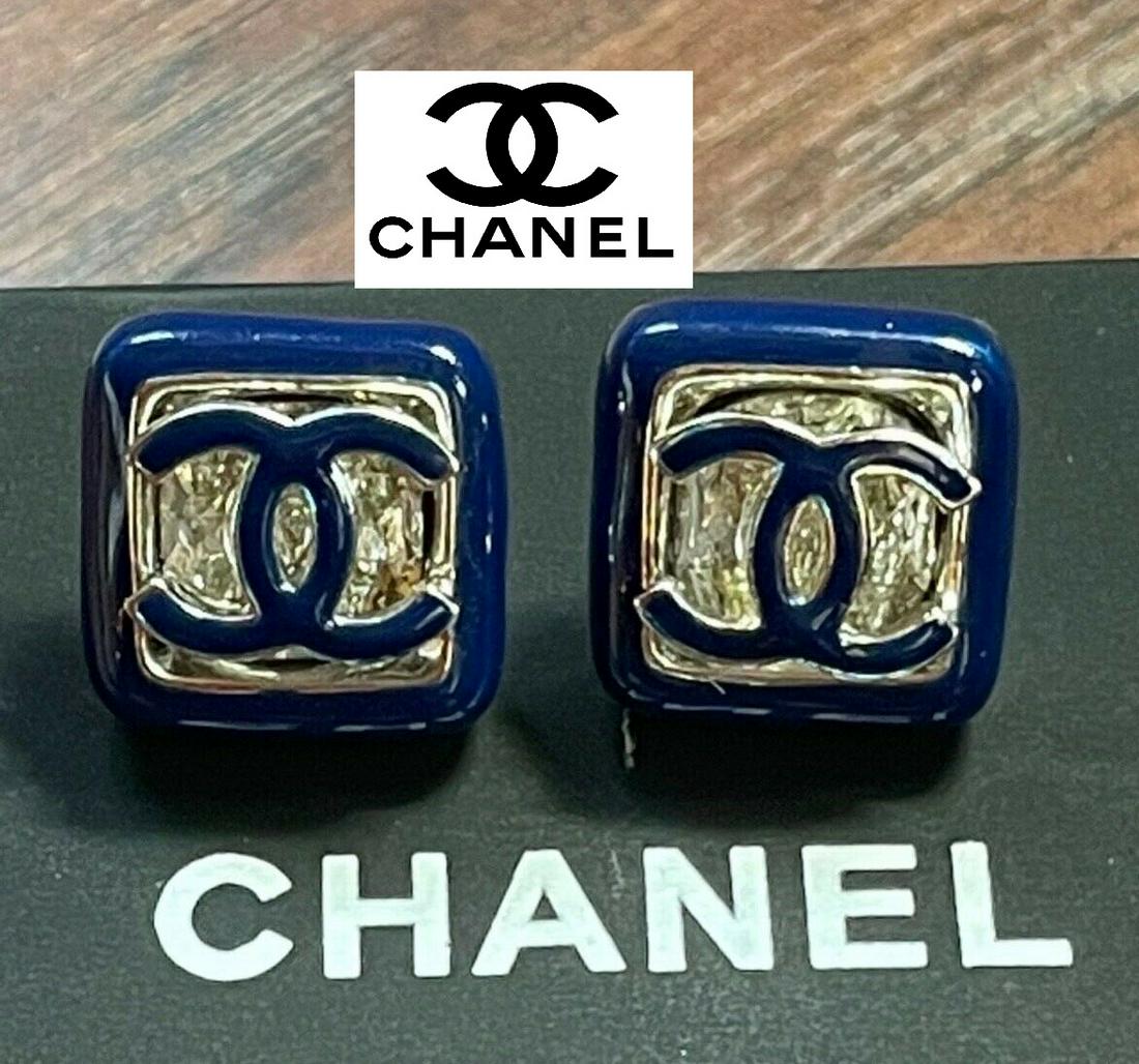 Pair of chanel rare cc crystal earrings (1 of 4)