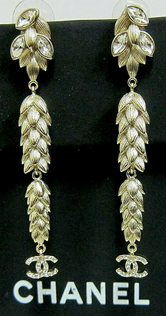 Chanel Pair of Crystal Gold Dangle Earrings (1 of 9)