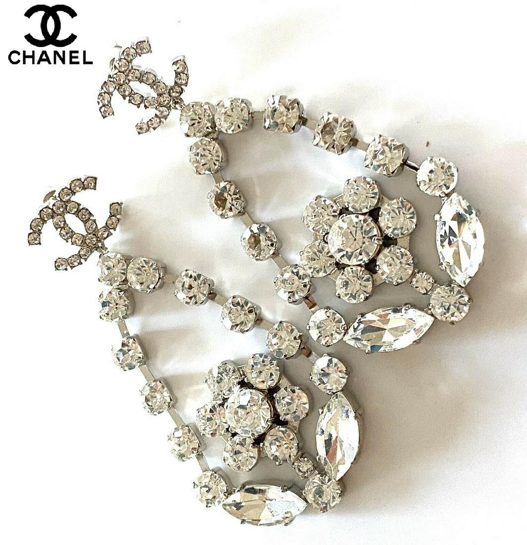 Rare Chanel Jumbo Crystal Rhinestone CC Earrings (1 of 3)