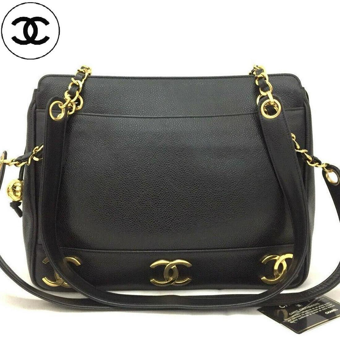 Auth Chanel Triple Logo Caviar Shoulder Bag (1 of 7)