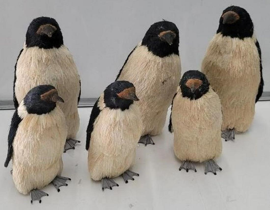 Set of Six Hand Made Coconut Hair Penguins (1 of 2)